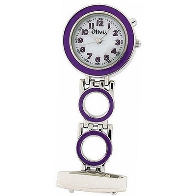 The Olivia Collection Backlight White Dial Purple Nurses Fob TOC51