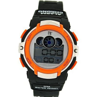 The Olivia Collection Childrens Digital Chronograph Black & Orange Sports