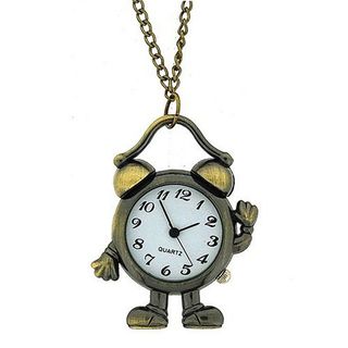 The Olivia Collection Ladies Aged Look Alarm Clock Pendant On 30 Chain