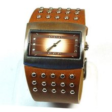 The Olivia Collection Ladies Brown Wide Studded Strap Fashion NL05365