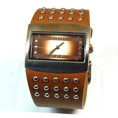 The Olivia Collection Ladies Brown Wide Studded Strap Fashion NL05365