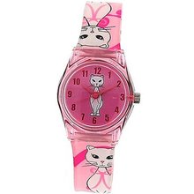 The Olivia Collection Pink Pussy Cat Plastic Strap Girls E893