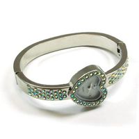 The Olivia Collection Silver Tone Cz Heart Dial Bangle Ladies Dress