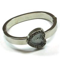 The Olivia Collection Silver Tone Cz Heart Dial Ladies Dress Bangle