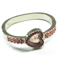 The Olivia Collection Silver Tone Cz Pink Heart Bangle Ladies Dress