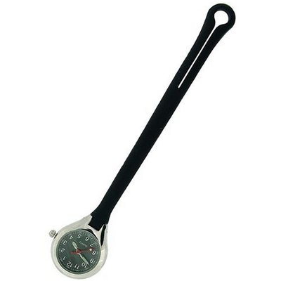 TOC Unisex Analogue Black Rubber Extra Long 14.5cm Button Hole Nurses Fob
