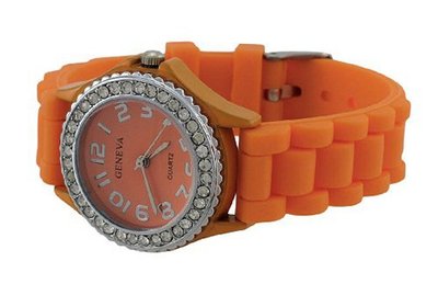Orange `s Fashion Jelly Rhinestone Bezel