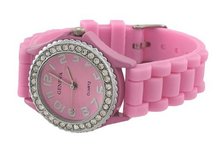 Pink `s Fashion Jelly Rhinestone Bezel