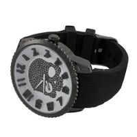 uThings2Die4 Large Skull with White Dial Black Jelly Band 