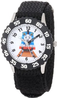 Thomas and Friends Kids' W000717 Stainless Steel Time Teacher Black Bezel Black Velcro Strap