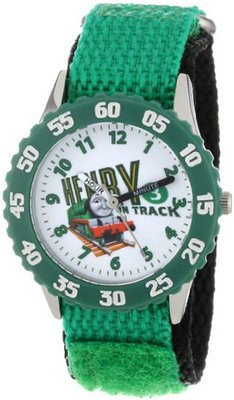 Thomas and Friends Kids' W000720 Stainless Steel Time Teacher Green Bezel Green Velcro Strap