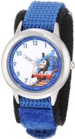 Thomas and Friends Kids' W000725 Stainless Steel Time Teacher Blue Velcro Strap