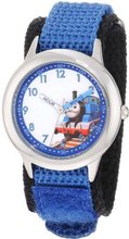 Thomas and Friends Kids' W000725 Stainless Steel Time Teacher Blue Velcro Strap