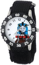 Thomas and Friends Kids' W000727 Stainless Steel Time Teacher Black Bezel Black Velcro Strap