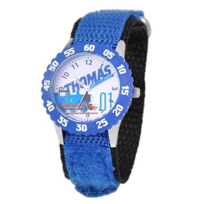 Thomas and Friends Kids' W000728 Stainless Steel Time Teacher Blue Bezel Blue Velcro Strap