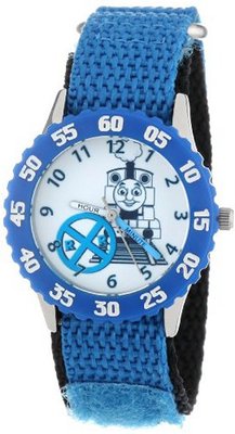 Thomas and Friends Kids' W000730 Stainless Steel Time Teacher Blue Bezel Blue Velcro Strap