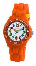 Tikkers Boys - Girls Kids White Dial Orange Rubber / Silicone Strap TK0015