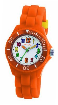 Tikkers Boys - Girls Kids White Dial Orange Rubber / Silicone Strap TK0015