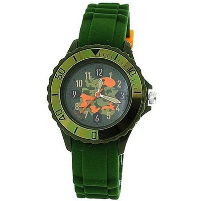Tikkers Boys Khaki Green Camouflage Design Rubber / Silicone Strap TK0030