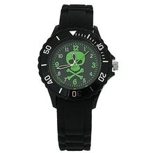 Tikkers Boys Skull & Cross Bone Motiff Black Rubber/Silicone Strap TK0031