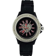 Tikkers Girls Black Heart Motiff Dial Black Rubber / Silicone Strap TK0048