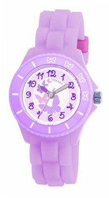 Tikkers Girls Lilac Cute Butterflies Rubber/Silicone Strap TK0020