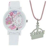 Tikkers Girls White & Pink 3D Dial , Necklace & Purse Gift Set ATK1013