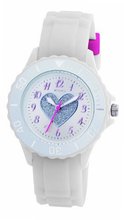 Tikkers Girls White Rubber/Silicone Strap with Glitter Heart TK0034