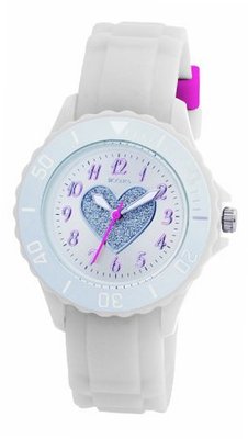 Tikkers Girls White Rubber/Silicone Strap with Glitter Heart TK0034