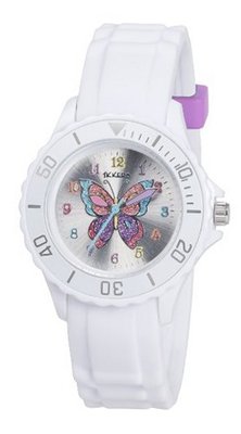 Tikkers TK0052 Girls White Glitter Butterfly
