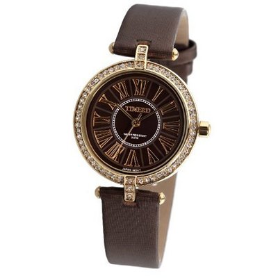 Time100 British Style Diamond Roman Numerals Coffee Strap Ladies #W50043L.02A