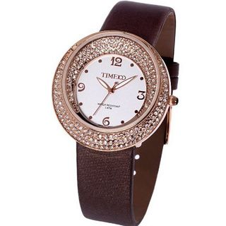 Time100 Ladies' Dazzling Diamond Brown Strap Fashion #W50041L.01A