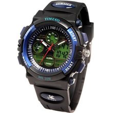 Time100 Multifunction LCD Dual Display Blue Bezel Analog-Digital es#W40002G.03A