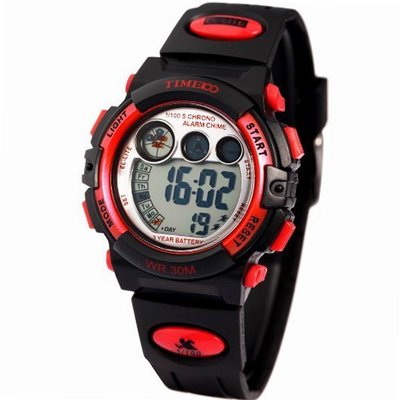 Time100 Multifunctional Digital Sport Electronic Red Bezel Kids #W40003M.02A
