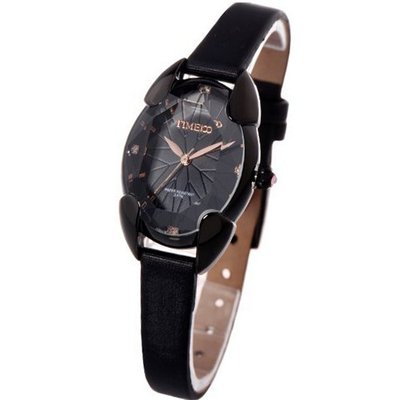 Time100 Polyhedral Crystal Black Dial Ladies #W50010L.04A