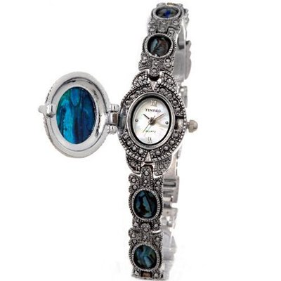 Time100 Retro Art Oval Dial Antique Silver Band Ladies Bracelet #W50064L.01A