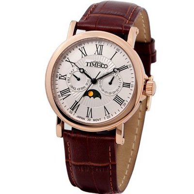 Time100 Roman Numerals Sun Phase Rose Golden Case #W80035G.03A