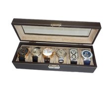 6 Piece Chocolate Brown Leatherette Box Display Case and Storage Organizer Jewelry Box
