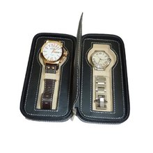 Black 2 Two Slot Zippered Travel Traveler's Storage Organizer Collector Case