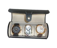 Black 3 Leatherette Roll Travel Traveler's Storage Organizer Collector Case