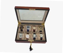 uTimelyBuys 8 Piece (6 + 2) XL Oversized Large Cherry Wood Display Case and Storage Organizer Box 