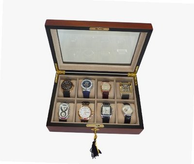 uTimelyBuys 8 Piece (6 + 2) XL Oversized Large Cherry Wood Display Case and Storage Organizer Box 