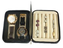 uTimelyBuys Black Two 2 Piece Zippered Travel Case With Cufflink and Ring Storage Organizer Collection Travel Bag 