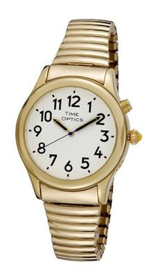 TimeOptics Talking Gold-Tone Day Date Alarm Expansion Bracelet # GWC020GT