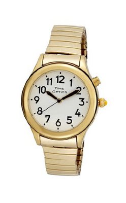 TimeOptics Talking Gold-Tone Day Date Alarm Expansion Bracelet # GWC08GT