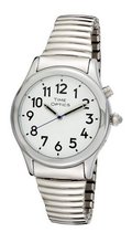 TimeOptics Talking Silver-Tone Day Date Alarm Expansion Bracelet # GWC021ST