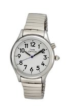 TimeOptics Talking Silver-Tone Day Date Alarm Expansion Bracelet # GWC09ST