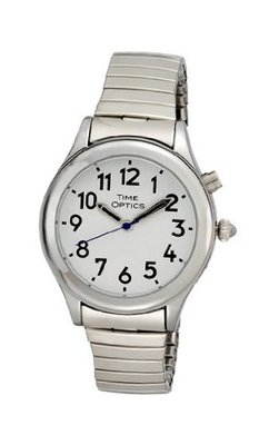 TimeOptics Talking Silver-Tone Day Date Alarm Expansion Bracelet # GWC09ST