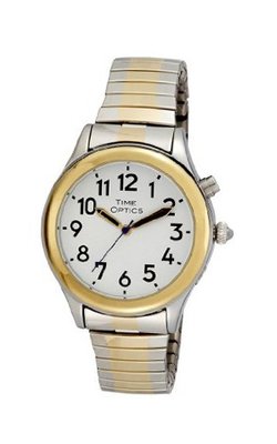 TimeOptics Talking Two-Tone Day Date Alarm Expansion Bracelet # GWC07TT