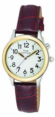 TimeOptics Talking Two-Tone Day-Date Alarm Leather Strap # GWC100T